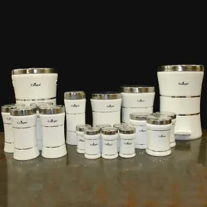 سرويس 18 پارچه یونیک مدل کلاسيک سفيد با درب استيل UN-4630