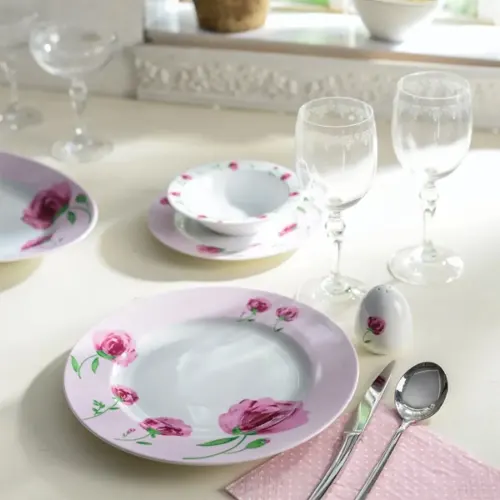 سرویس چینی زرین ایتالیا اف پینک رز 6 نفره 28 پارچه