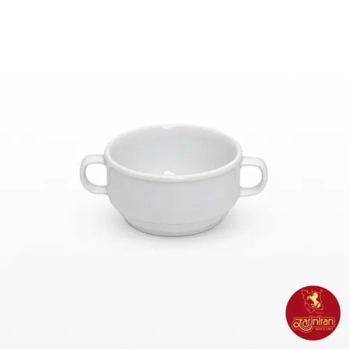چینی زرین پیاله دسته دار سایز 10 (سوپ خوری) سفید هتلی