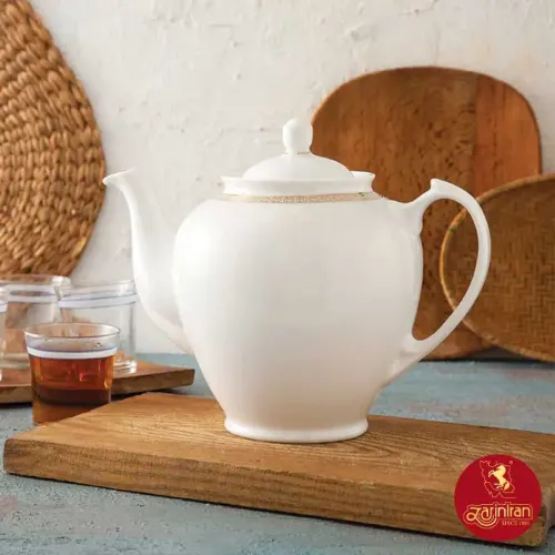 قوری چای هیئتی چینی زرین طرح ریوا طلایی