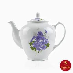 قوری چای هیئتی چینی زرین طرح یاس بنفش