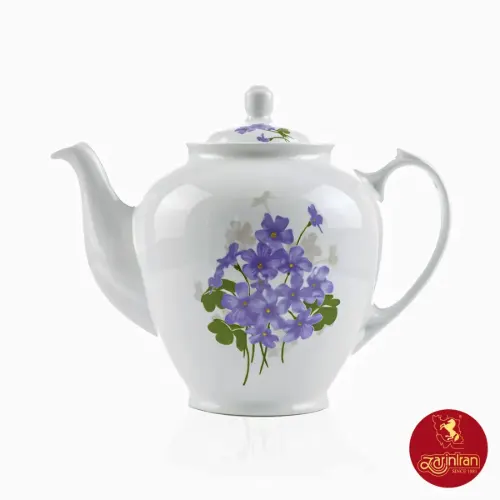 قوری چای هیئتی چینی زرین طرح یاس بنفش