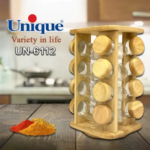 ست جاادویه ای گردان مربع چوبی یونیک 16 تایی UN-6112