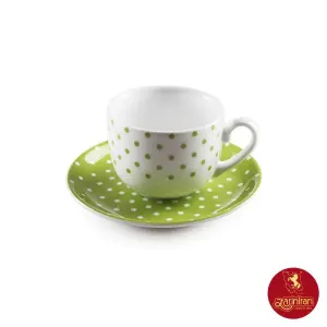 سرویس 12 پارچه چای خوری چینی زرین ایتالیا اف طرح اسپاتی سبز