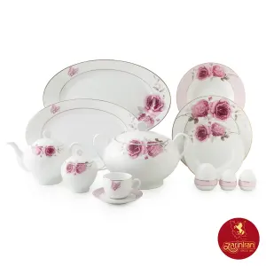 چینی زرین سرویس 12 نفره ایتالیا اف طرح رزفلاور 