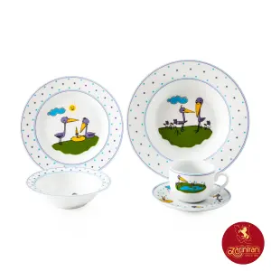 چینی زرین سرویس کودک 5 پارچه طرح پلیکان