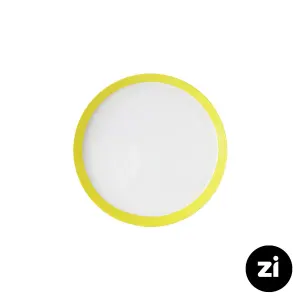 بشقاب تخت چینی زرین فرم اس پاستل لیمویی سایز 21