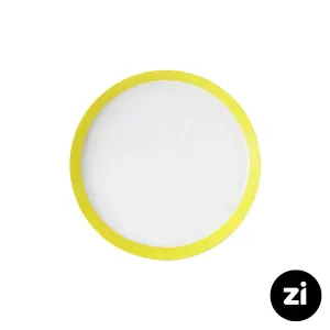 بشقاب تخت چینی زرین فرم اس پاستل لیمویی سایز 24