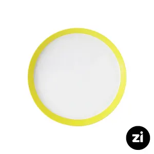 بشقاب تخت چینی زرین فرم اس پاستل لیمویی سایز 27