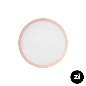 بشقاب تخت چینی زرین (Zi) فرم اس پاستل صورتی سایز 24