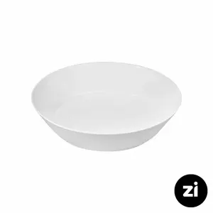 بشقاب گود چینی زرین فرم اس سفید سایز 19