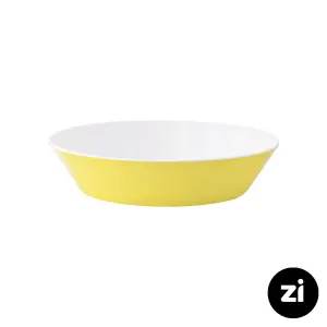 بشقاب گود چینی زرین فرم اس پاستل لیمویی سایز 19