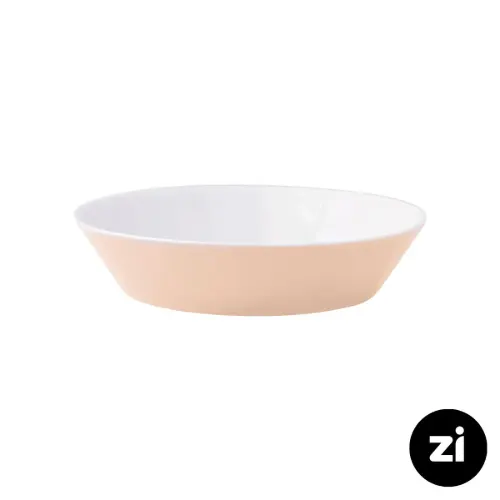 بشقاب گود چینی زرین فرم اس پاستل گلبهی سایز 19