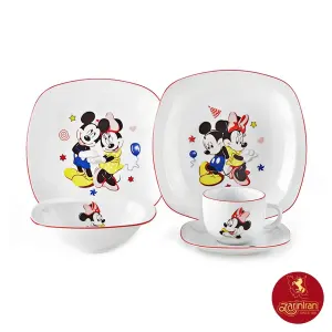چینی زرین سرویس کودک 5 پارچه میکی موس (مربعی)