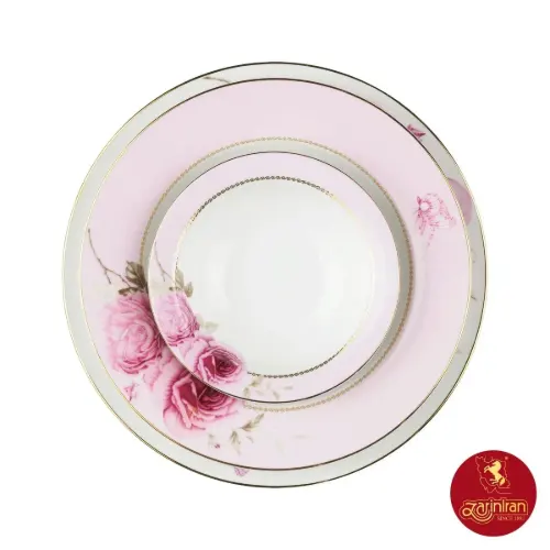 چینی زرین سرویس 6 نفره غذاخوری ایتالیا اف طرح رزفلاور