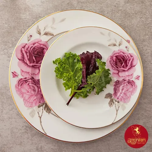 چینی زرین سرویس 6 نفره غذاخوری ایتالیا اف طرح رزفلاور
