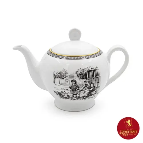 قوری چینی زرین  ایتالیا اف سایز 8 طرح ویلیج