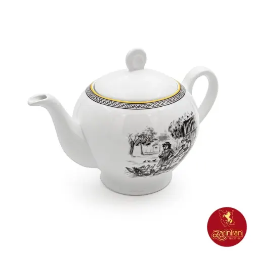 قوری چینی زرین  ایتالیا اف سایز 8 طرح ویلیج