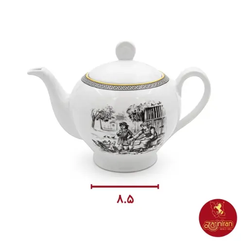 قوری چینی زرین  ایتالیا اف سایز 8 طرح ویلیج