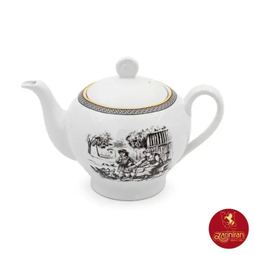 قوری چینی زرین  ایتالیا اف سایز 8 طرح ویلیج