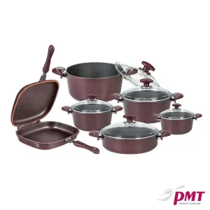 سرویس 12 پارچه قابلمه همراه تابه رژیمی پی ام تی