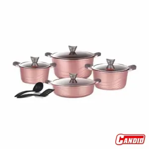 سرویس قابلمه گرانیتی 10 پارچه کاندید مدل اوشن رنگ رزگلد