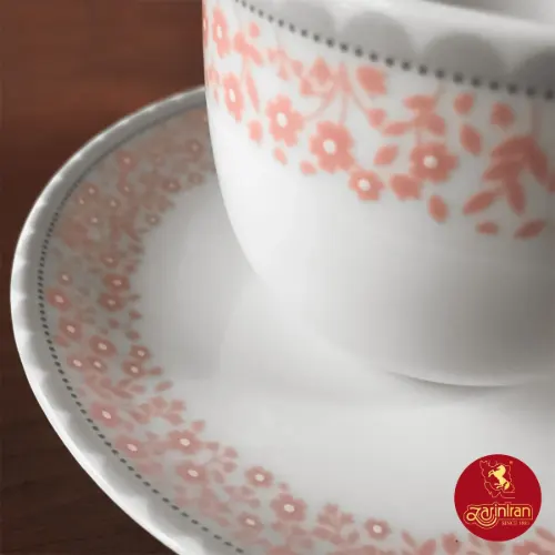 سرویس 12 پارچه چای خوری چینی زرین طرح کلارا گلبهی