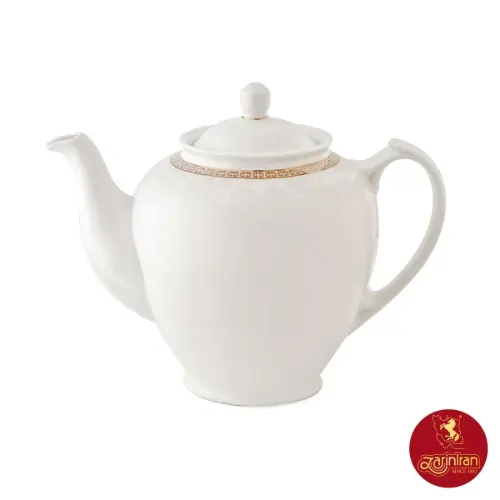 قوری چای هیئتی چینی زرین طرح ریوا طلایی