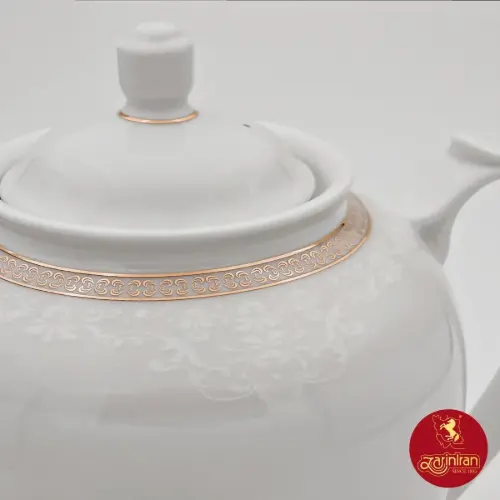 قوری چای هیئتی چینی زرین طرح ریوا طلایی