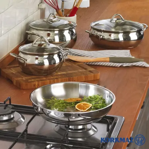 سرویس قابلمه استیل کرکماز 9 پارچه A1800