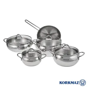 سرویس قابلمه استیل کرکماز 9 پارچه A1800