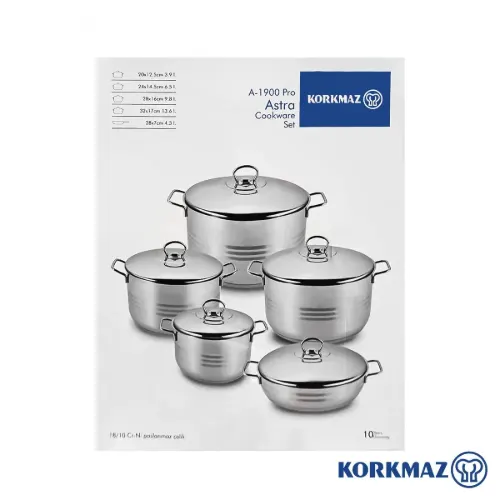 سرویس قابلمه استیل کرکماز 10 پارچه A1900 PRO