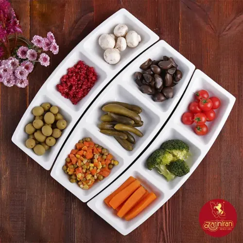 چینی زرین ظرف سه پارچه مای سلف 9 خانه سفید