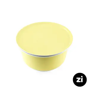 کاسه در دار چینی زرین زی سایز بزرگ پاستل لیمویی