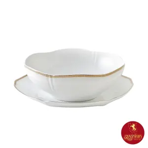 چینی زرین سرویس قاب و قدح هگزان طرح ریوا طلایی