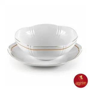 چینی زرین سرویس قاب و قدح هگزان طرح هدیه طلایی