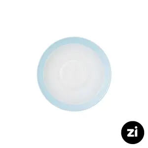 نعلبکی زیر استکانی چینی زرین (Zi) فرم اس سایز 12 طرح پاستل آبی