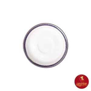 نعلبکی زیر استکانی چینی زرین دوری طرح مینا سرمه ای 6 عددی