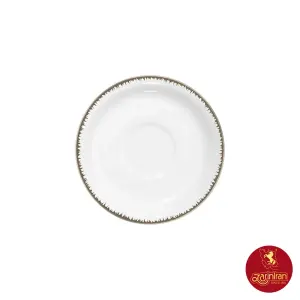 نعلبکی زیر استکانی چینی زرین دوری سایز 13 طرح رویال پلاتینی 6 عددی