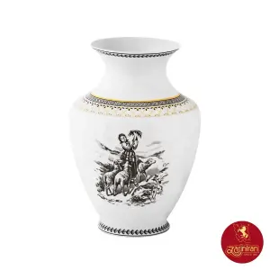 گلدان چینی زرین رعنا طرح ویلیج سایز بزرگ