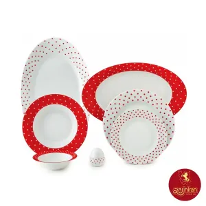 چینی زرین سرویس 6 نفره غذاخوری ایتالیا اف طرح اسپاتی قرمز