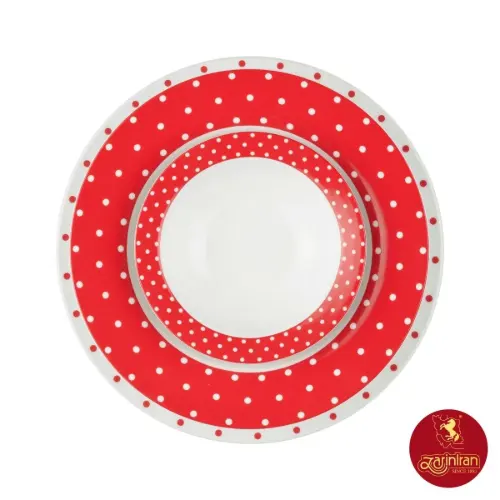 چینی زرین سرویس 6 نفره غذاخوری ایتالیا اف طرح اسپاتی قرمز