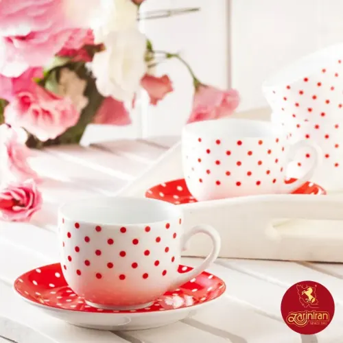 چینی زرین سرویس 6 نفره غذاخوری ایتالیا اف طرح اسپاتی قرمز