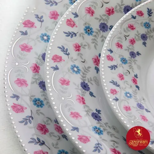 ویژگی های سرویس چینی زرین شهرزاد طرح باغستان 6 نفره