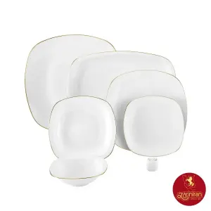 چینی زرین سرویس 6 نفره کواترو طرح زرین لب طلایی