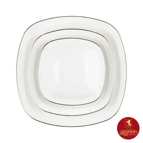 چینی زرین سرویس 6 نفره کواترو طرح زرین لب طلایی