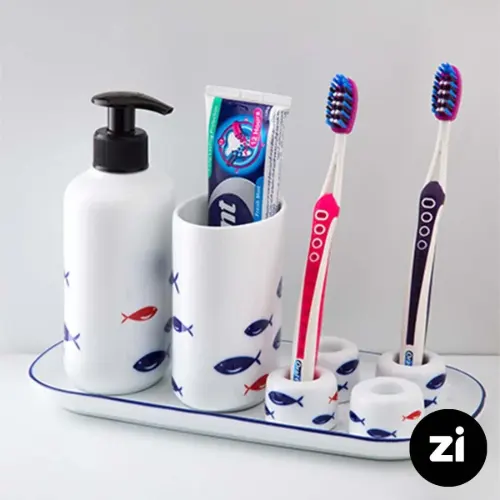 ست سرویس بهداشتی چینی زرین زی هایگن طرح ماهی