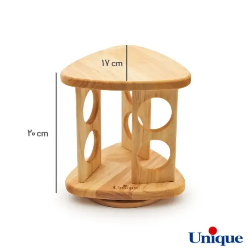 ست جا ادویه ای گردان چوبی یونیک مثلثی 6 تایی UN-6114