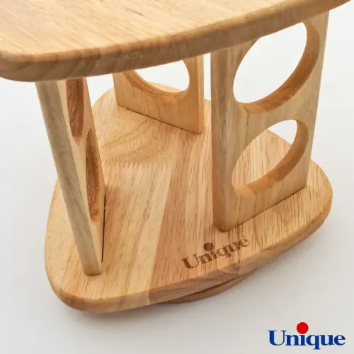 ست جا ادویه ای گردان چوبی یونیک مثلثی 6 تایی UN-6114