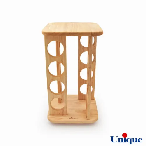 ست جا ادویه ای گردان مربع چوبی یونیک 16 تایی UN-6112